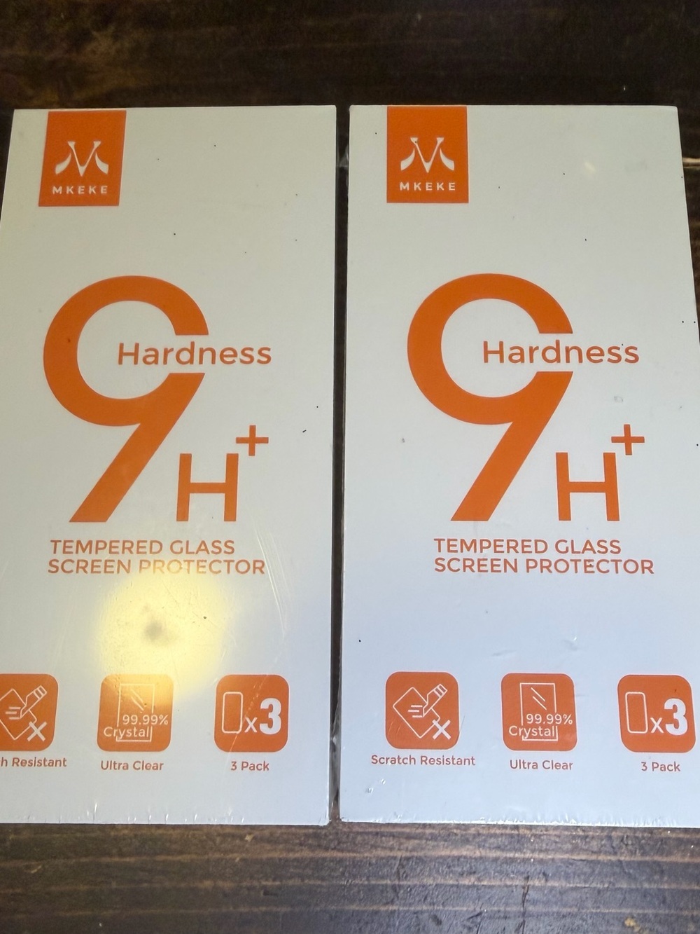 Lot of 2 Mkeke iPhone 16 Screen Protector 3-Pack 9H+ Tempered Glass 6.1” Clear